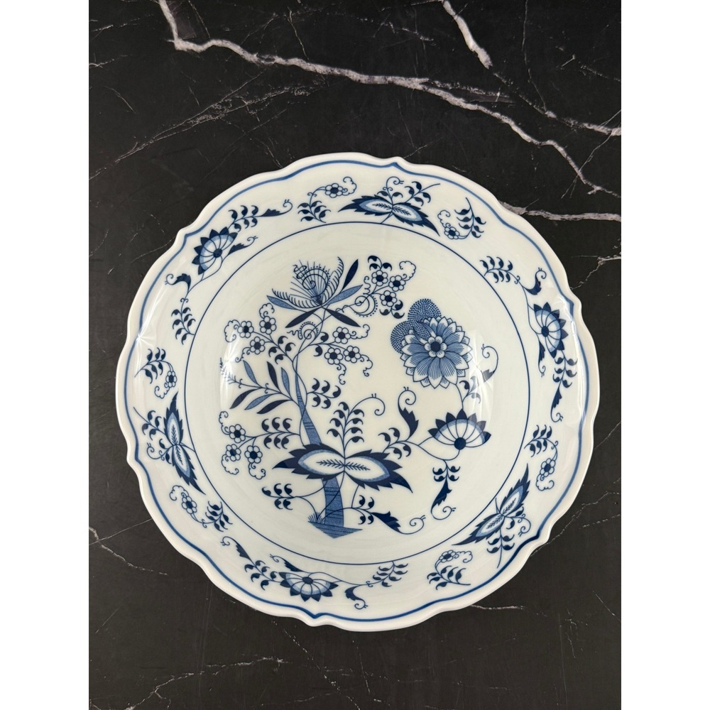 VTG Blue Danube Blue Onion 9in Serving Vegetable Bowl Rectangle Stamp